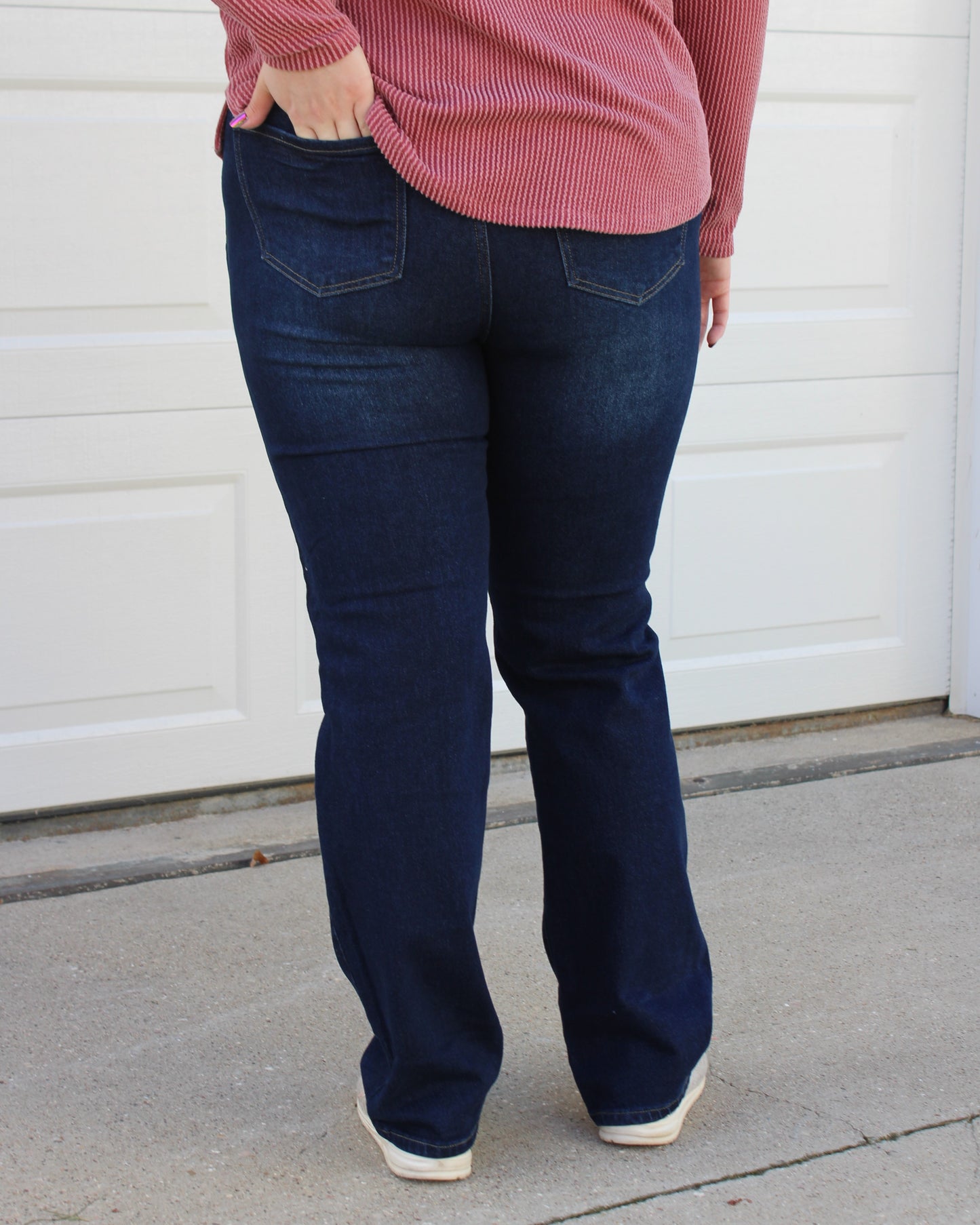 Straight Leg Dark Wash Denim Jeans