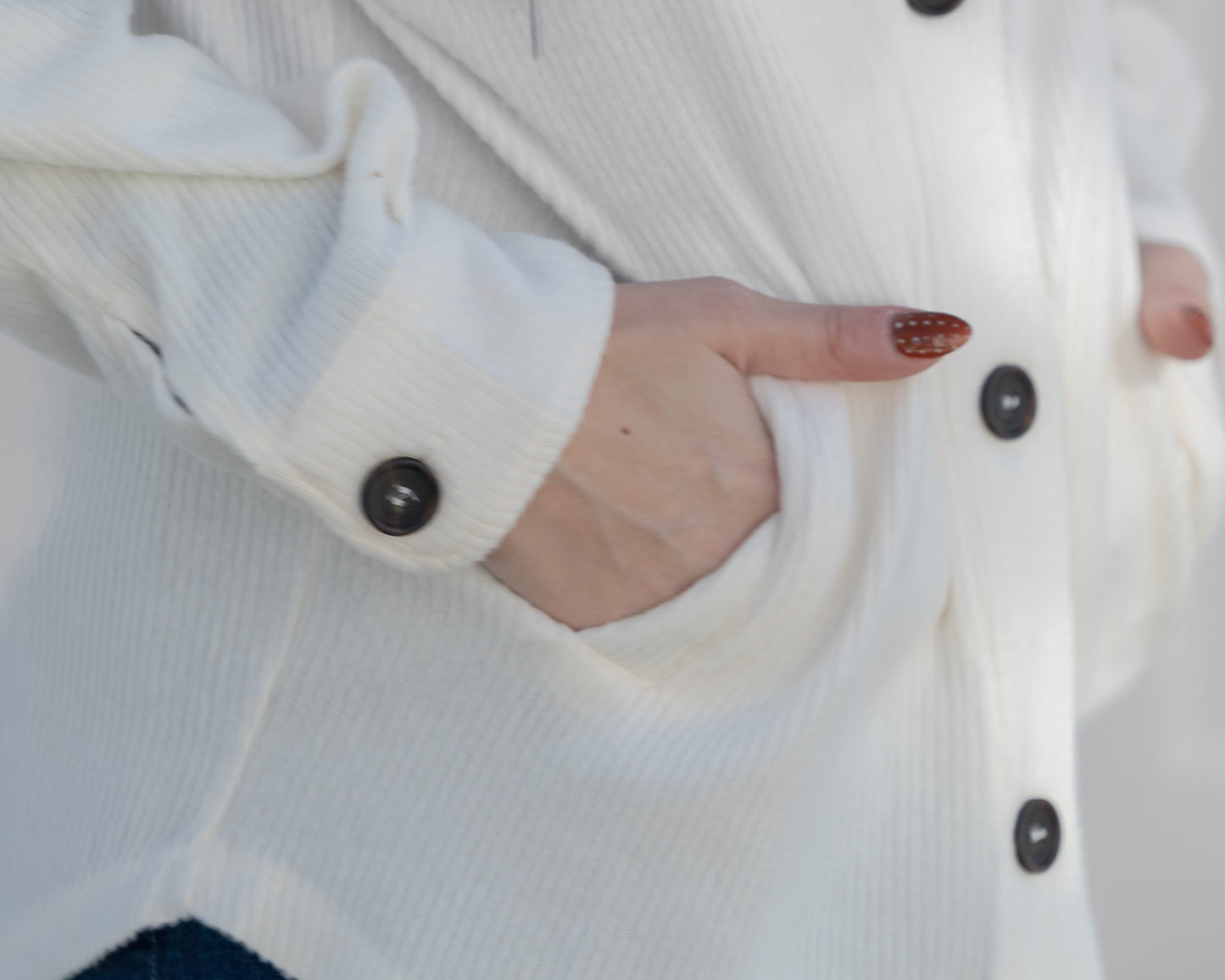 Ribbed Hooded Button Down Shacket