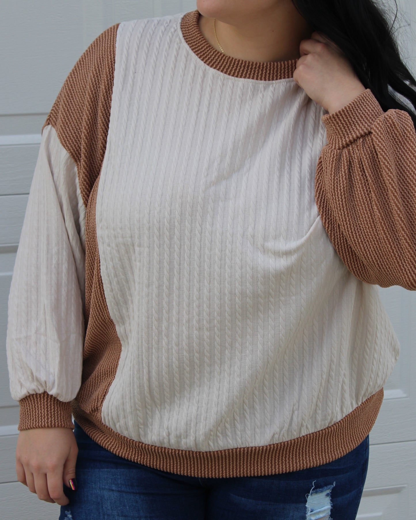Ribbed Color Block Lightweight Sweater