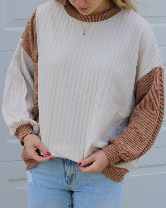 Ribbed Color Block Lightweight Sweater