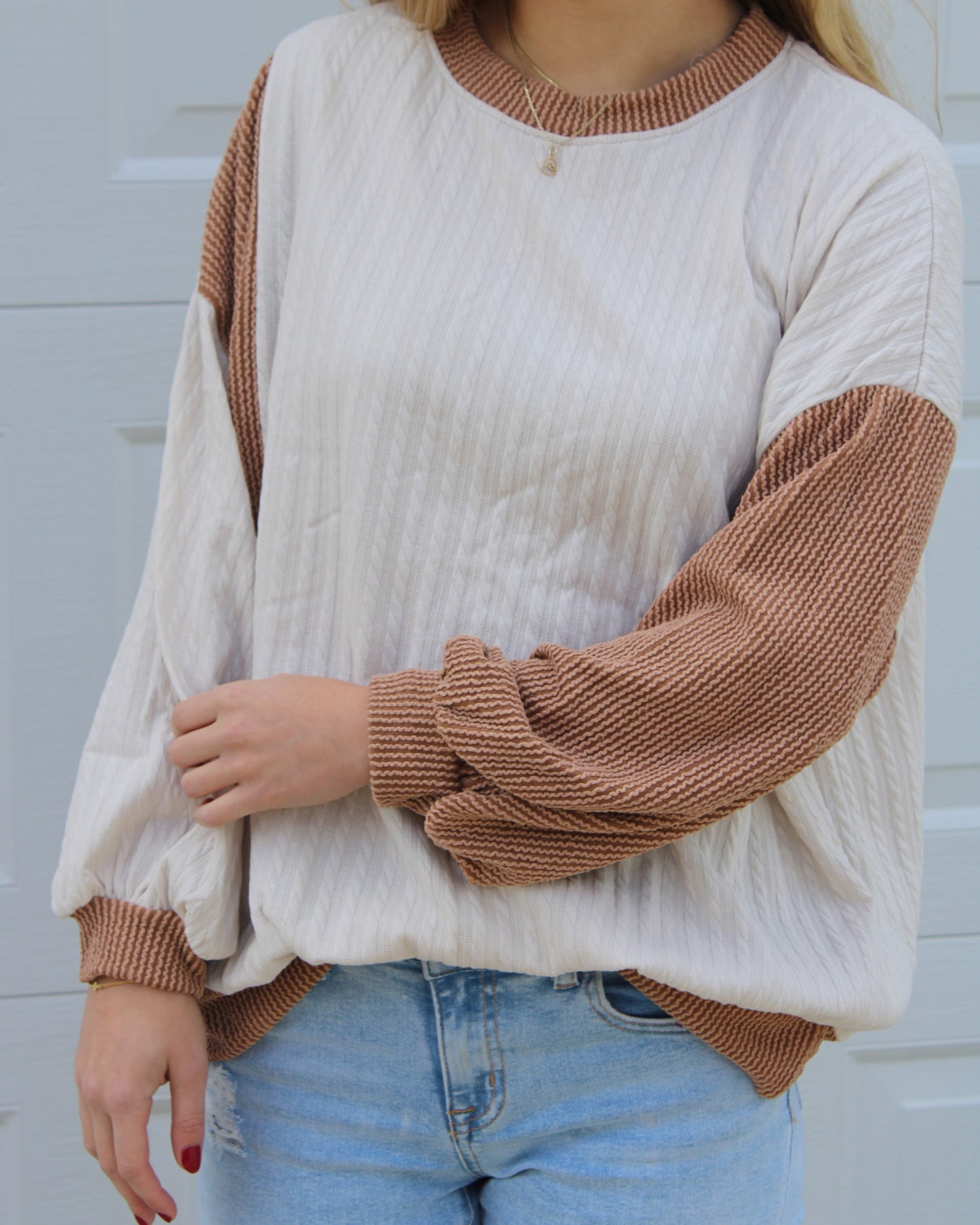 Ribbed Color Block Lightweight Sweater