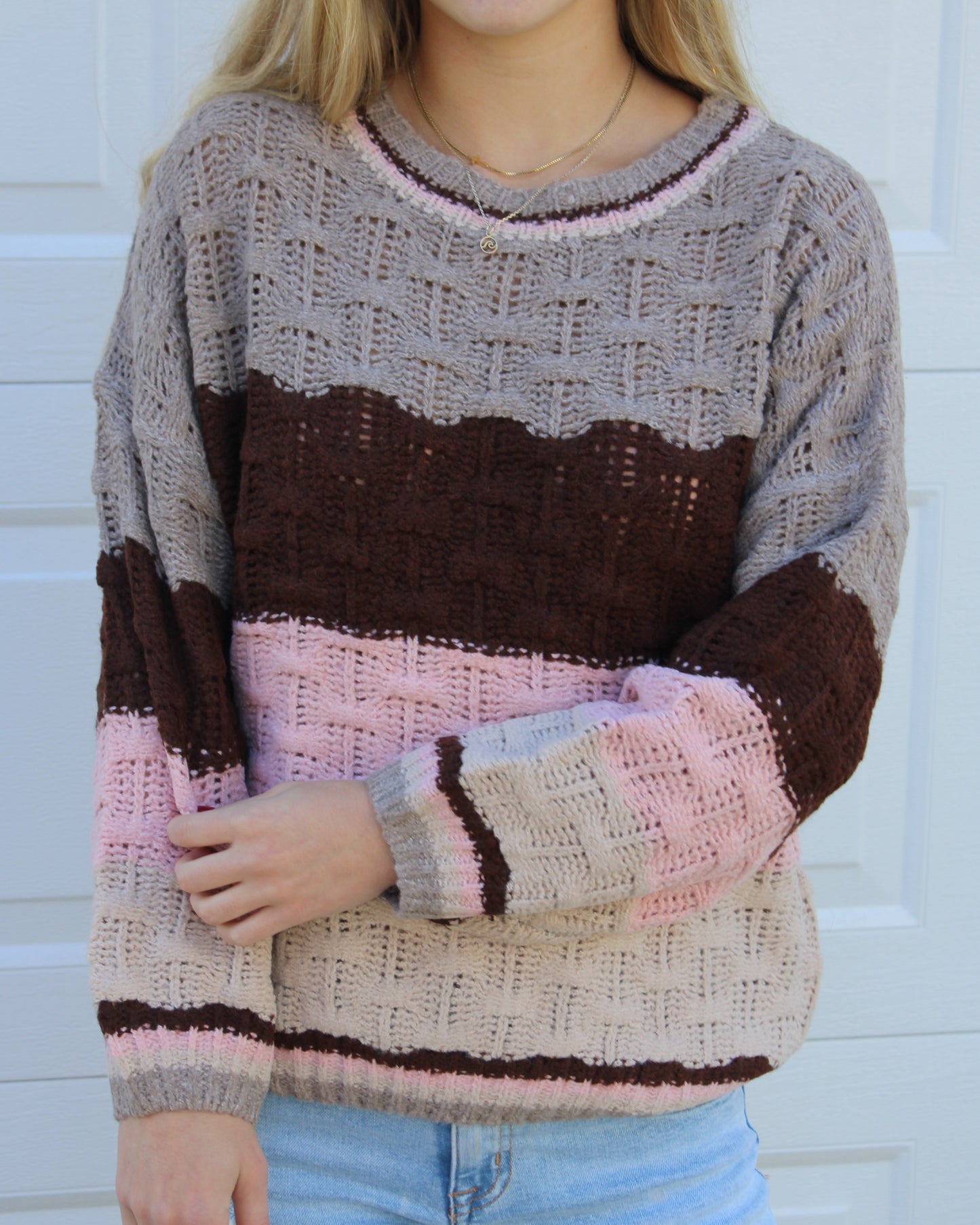 Knit Color Block Pullover Sweater
