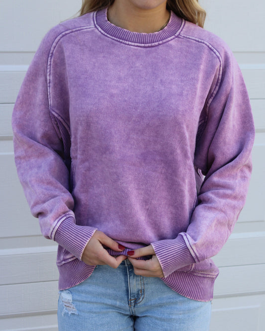 Acid Wash Crew Neck