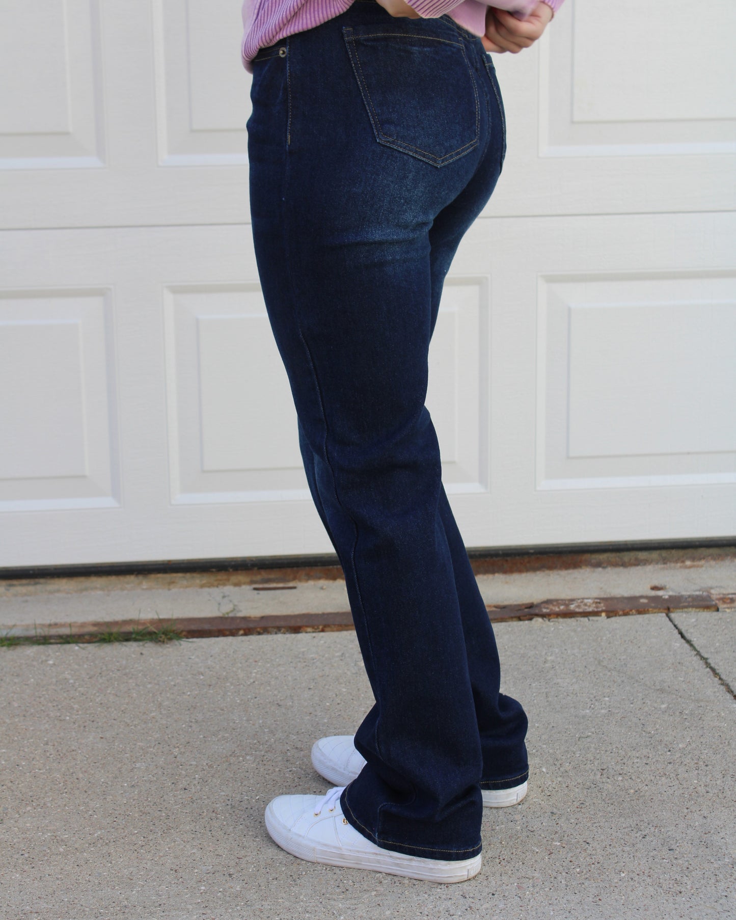 Straight Leg Dark Wash Denim Jeans